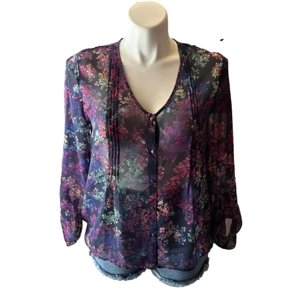 Pins & Needles Pleated Floral Tunic Size Large